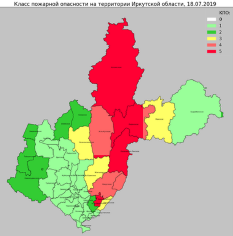Информация о классах пожарной опасности на 18 июля